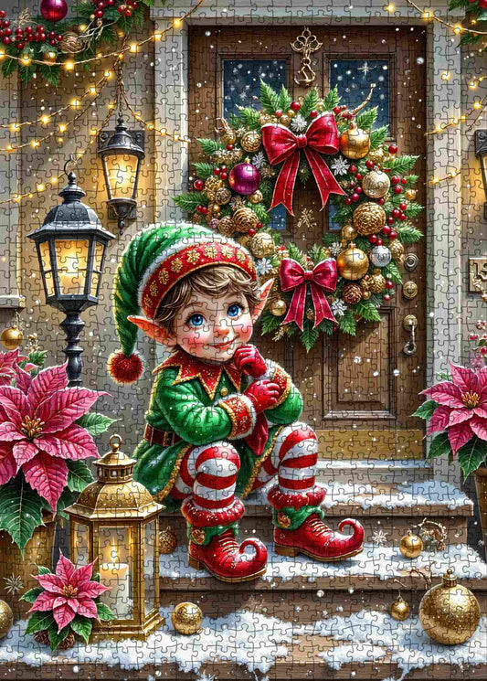 Festive Doorstep Elf Jigsaw Puzzle