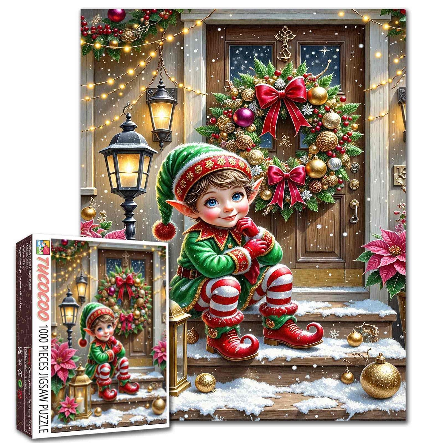 Festive Doorstep Elf Jigsaw Puzzle