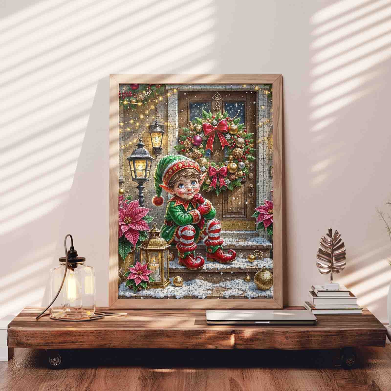 Festive Doorstep Elf Jigsaw Puzzle