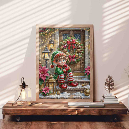 Festive Doorstep Elf Jigsaw Puzzle