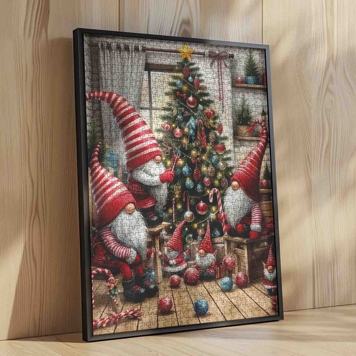 Festive Gnomes Decorating Tree Jigsaw Puzzle