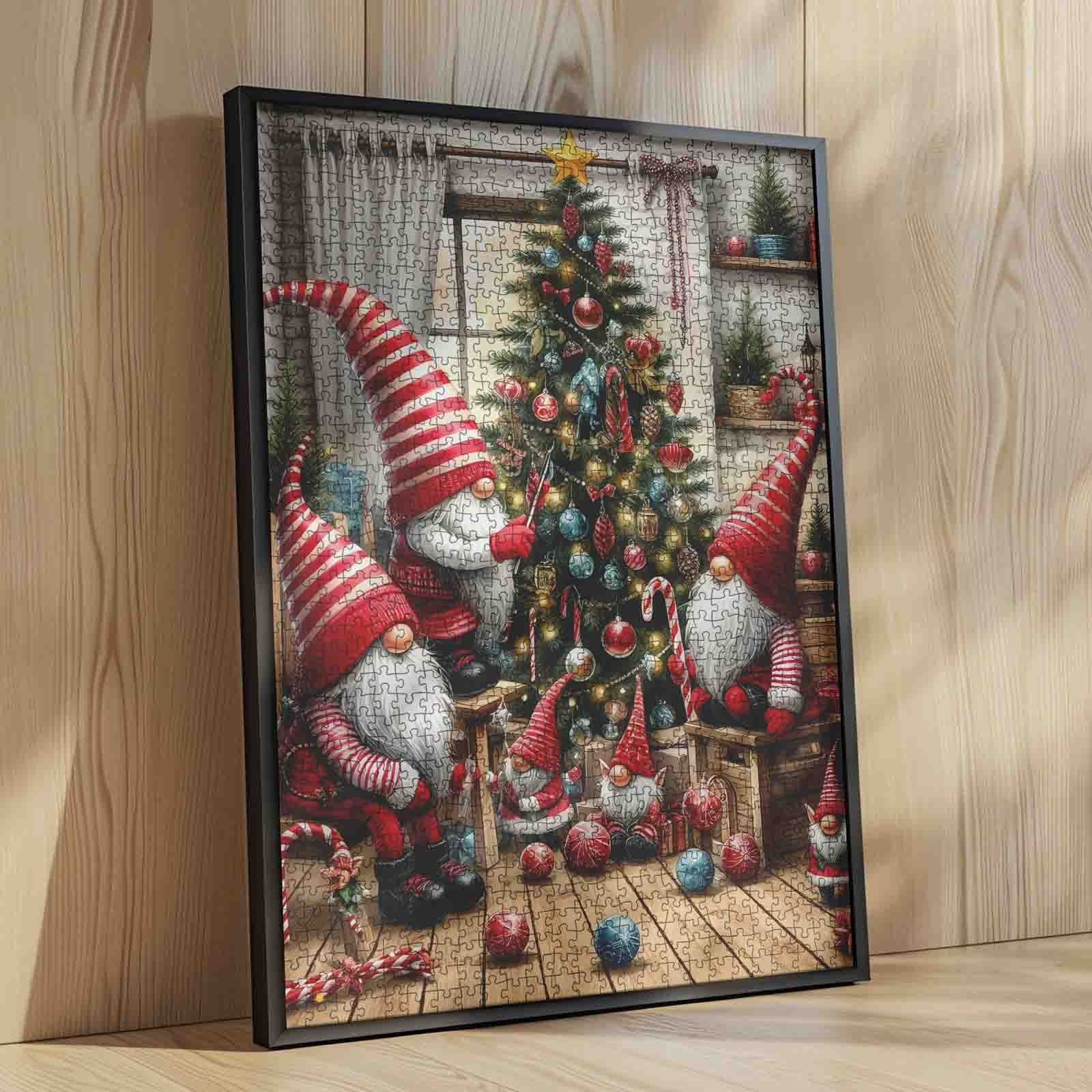 Festive Gnomes Decorating Tree Jigsaw Puzzle