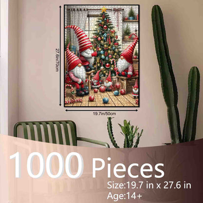 Festive Gnomes Decorating Tree Jigsaw Puzzle