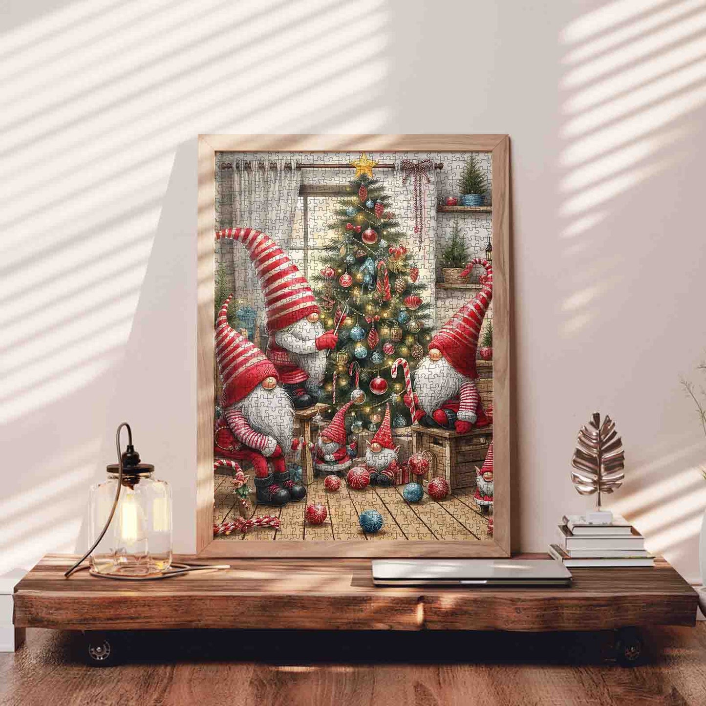 Festive Gnomes Decorating Tree Jigsaw Puzzle