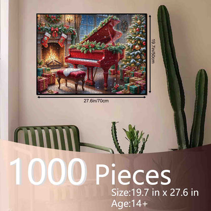 Festive Red Piano by Christmas Hearth Jigsaw Puzzle