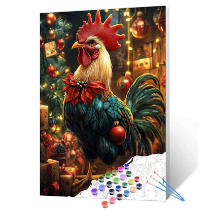 Festive Rooster Christmas Paint by Numbers