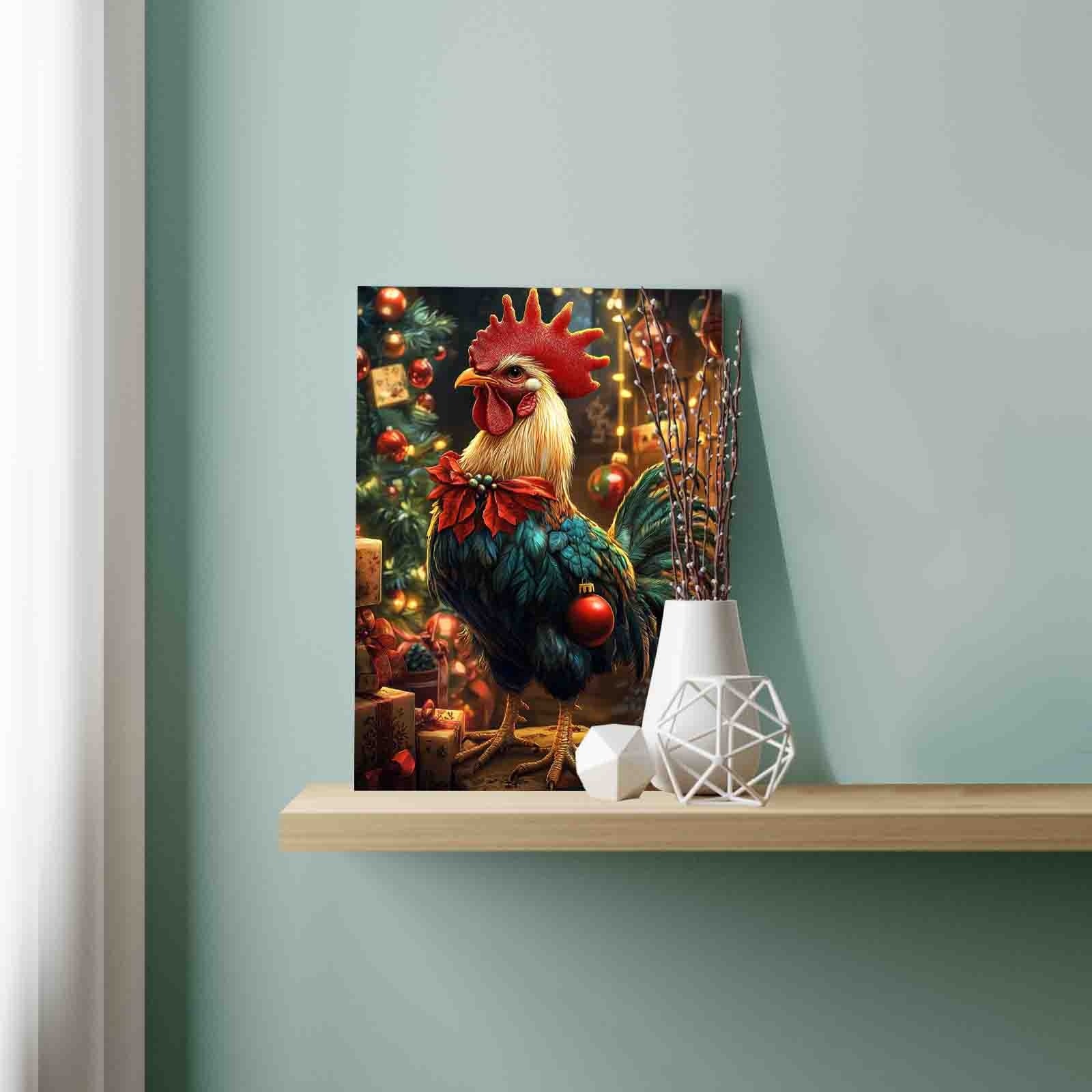 Festive Rooster Christmas Paint by Numbers