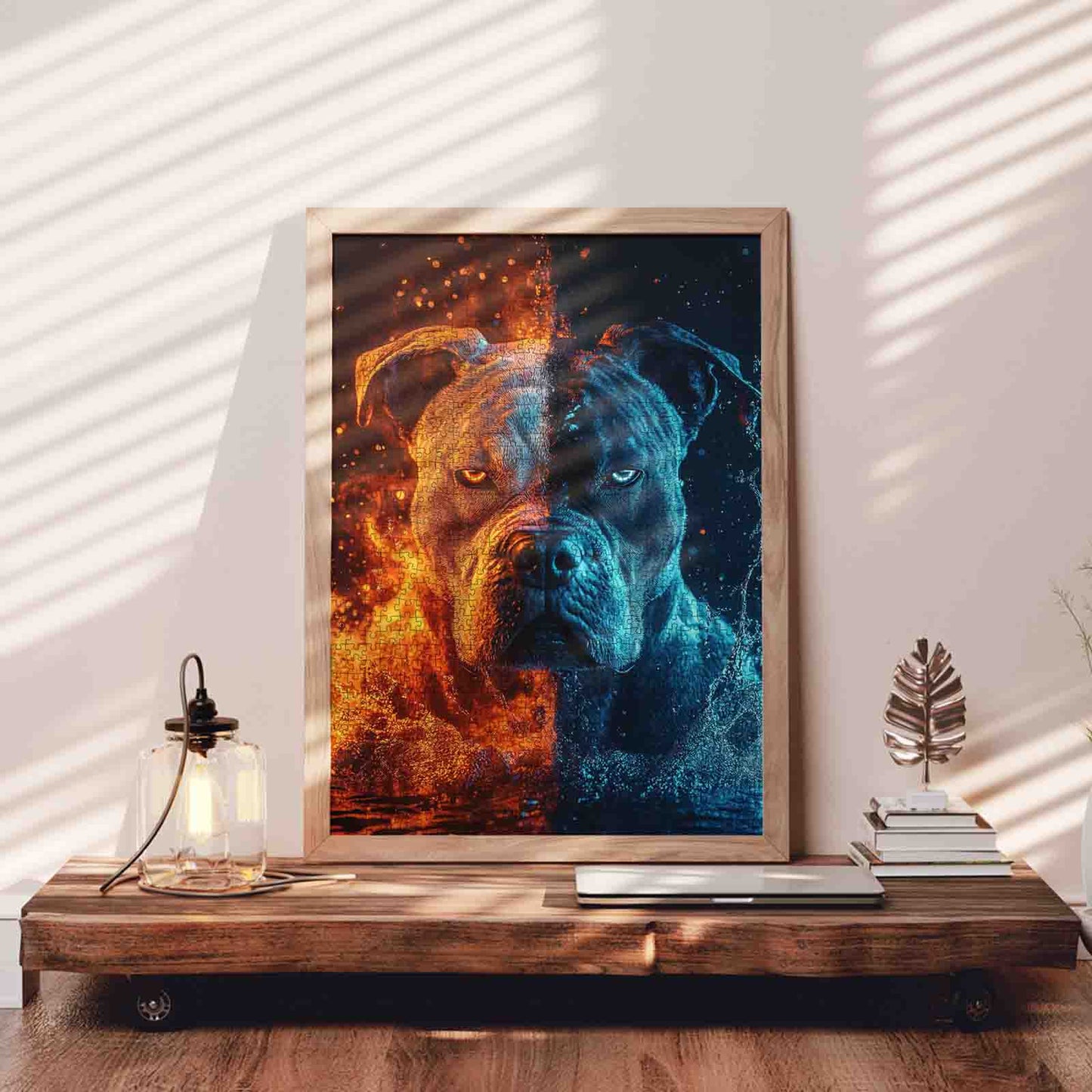 Fire and Ice Pitbull Jigsaw Puzzle