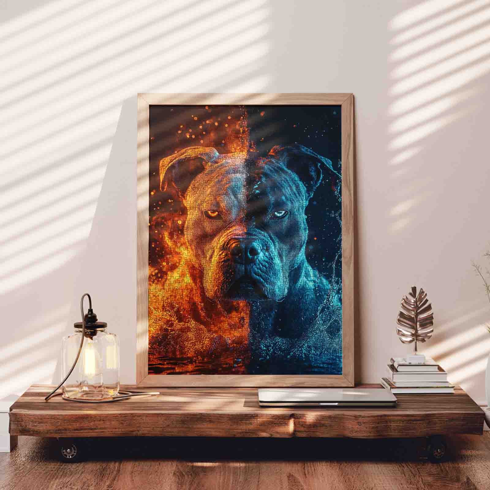 Fire and Ice Pitbull Jigsaw Puzzle