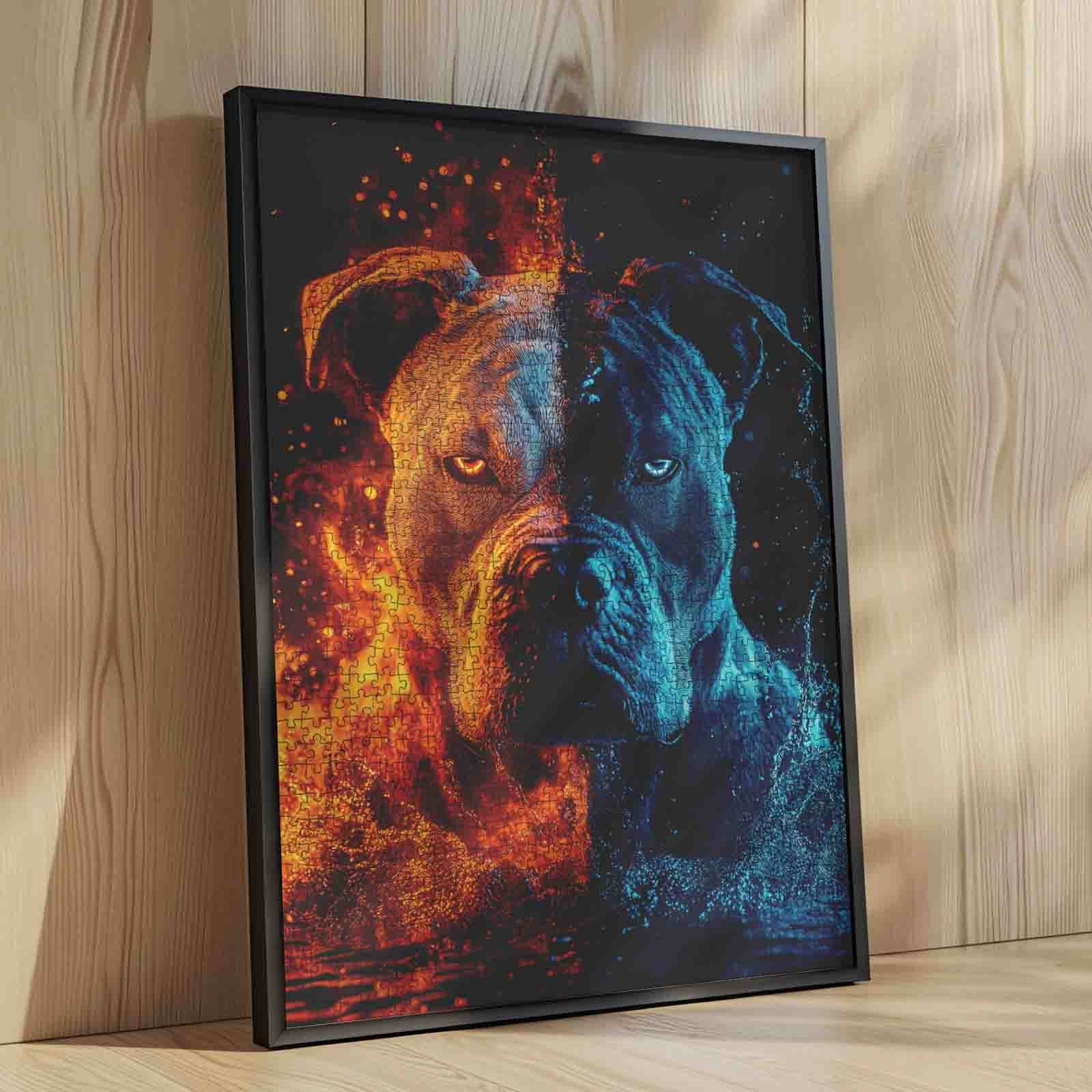 Fire and Ice Pitbull Jigsaw Puzzle