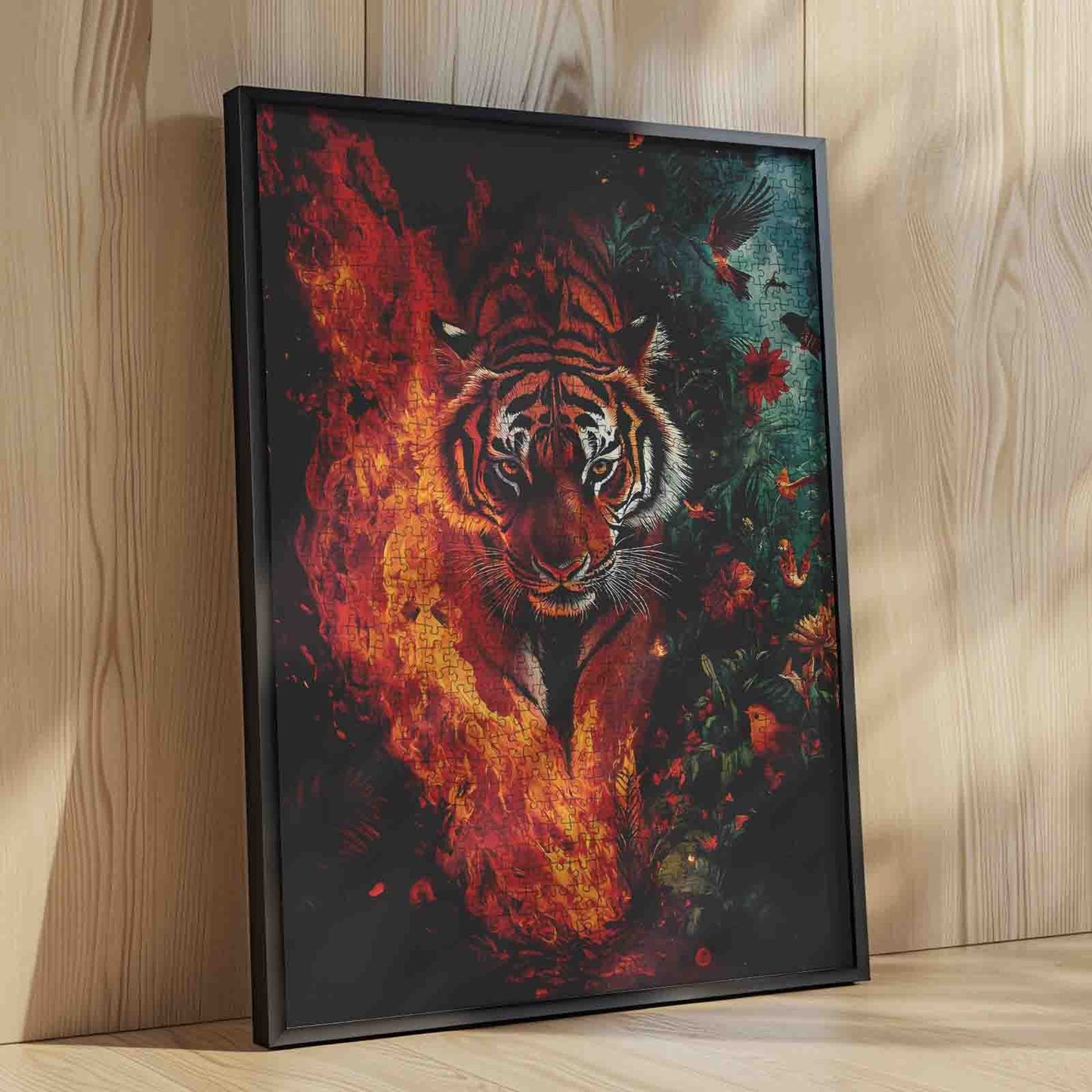 Fire and Jungle Tiger Jigsaw Puzzle