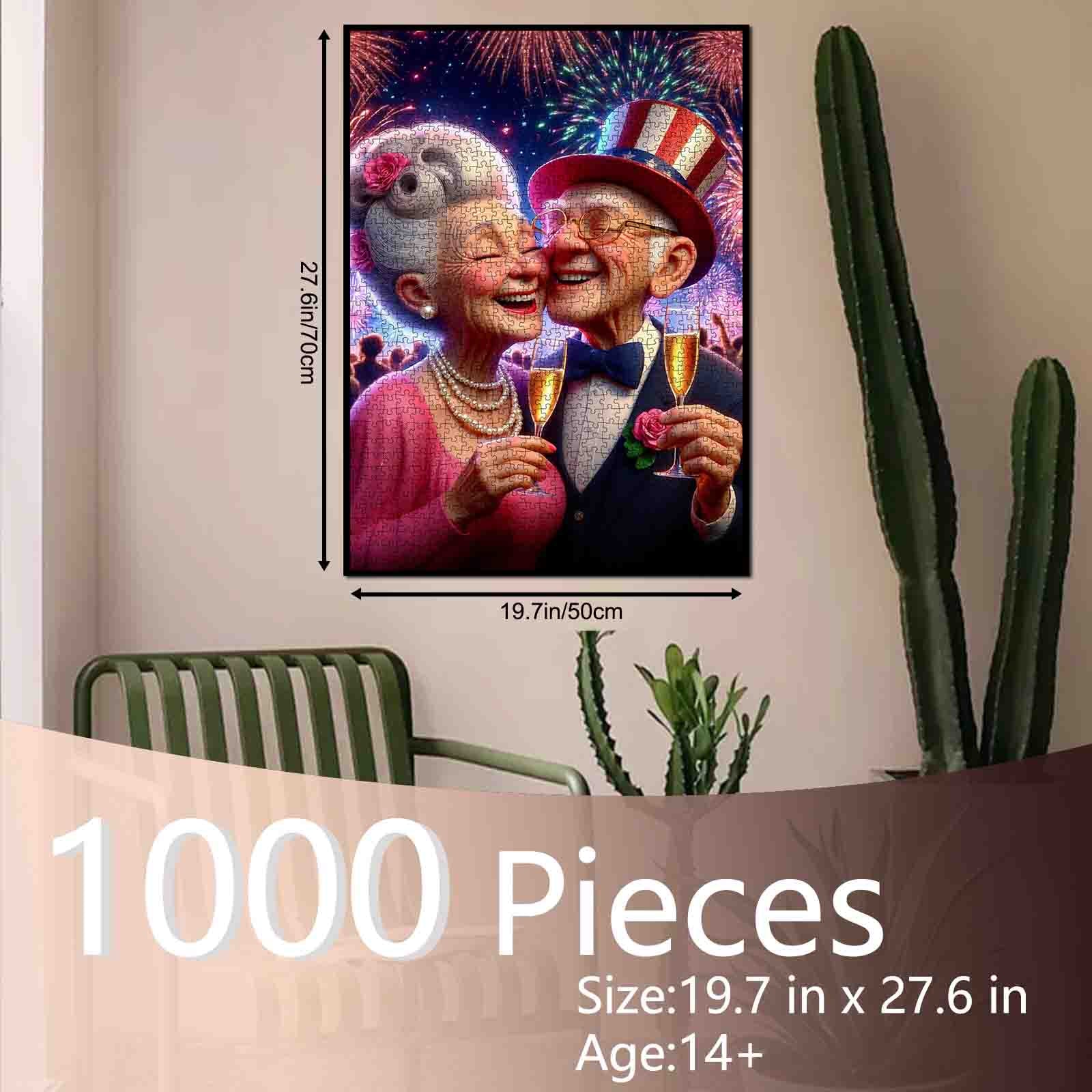 Fireworks Toast Senior Couple Jigsaw Puzzle