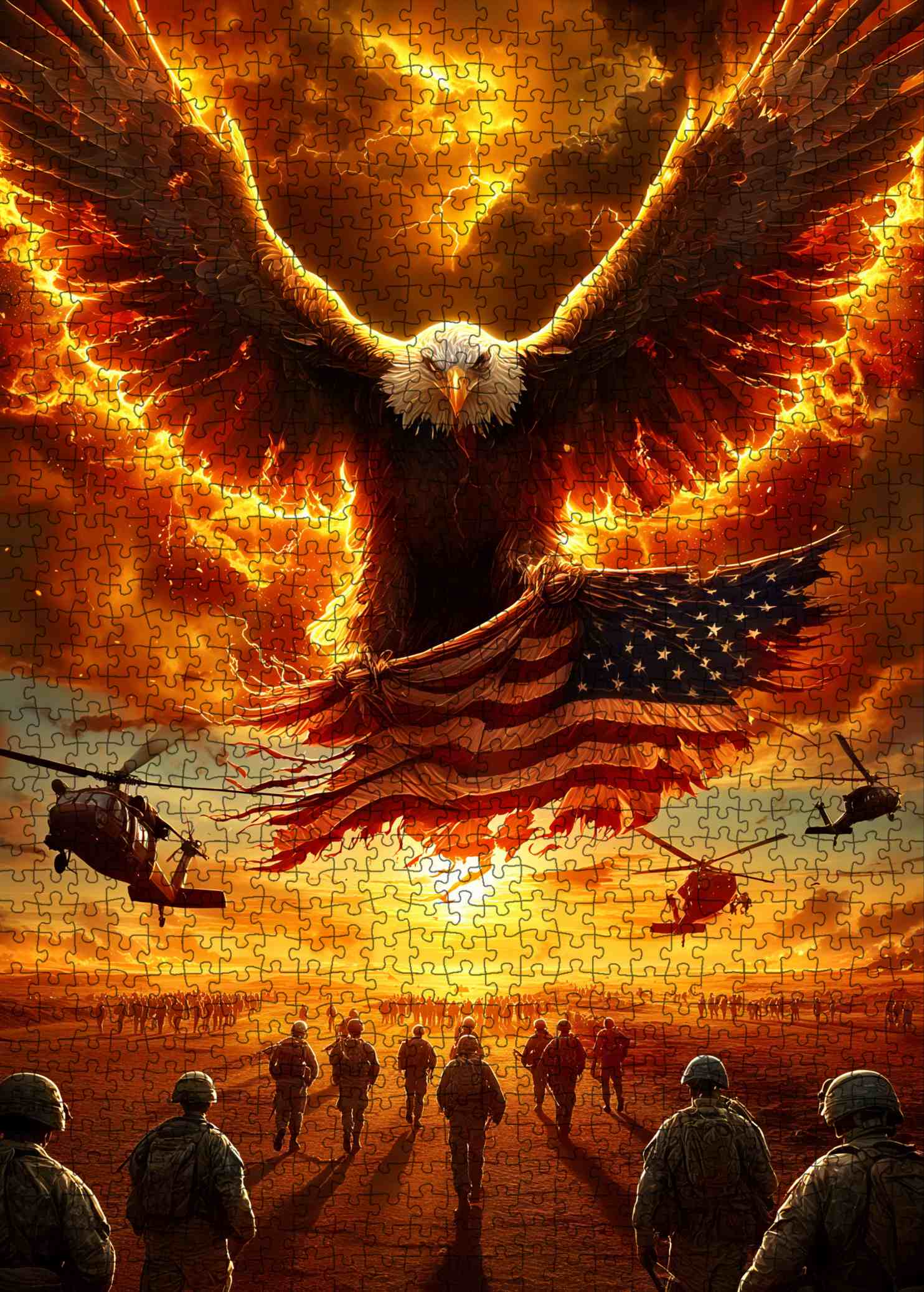 Flaming Eagle of Freedom Jigsaw Puzzle – Tucocoo