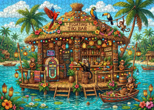 Floating Tropical Tiki Bar Jigsaw Puzzle