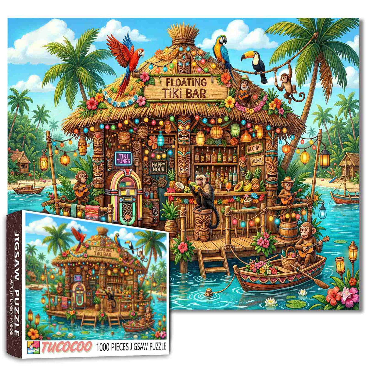Floating Tropical Tiki Bar Jigsaw Puzzle