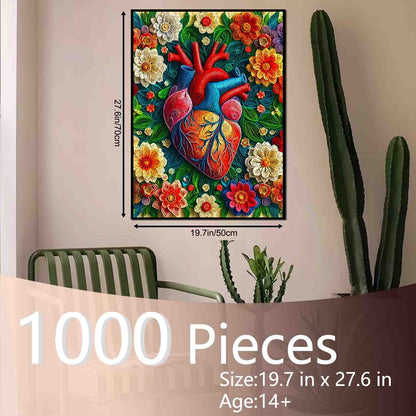 Floral Anatomical Heart Art Jigsaw Puzzle