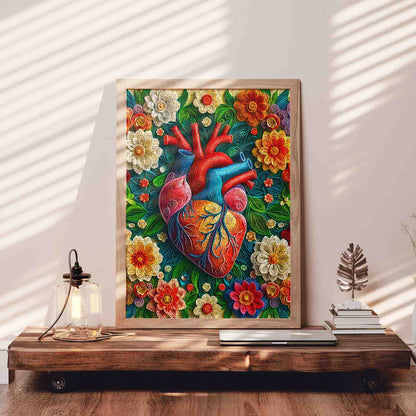 Floral Anatomical Heart Art Jigsaw Puzzle