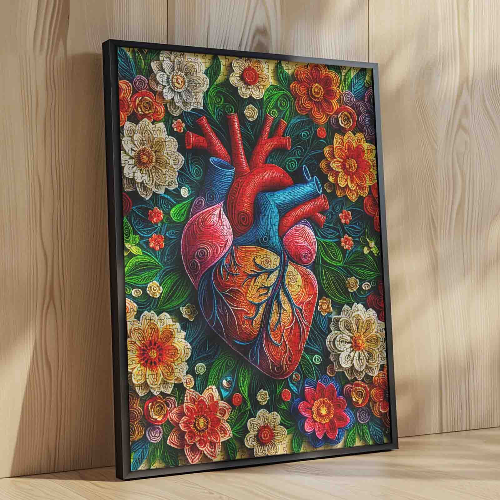 Floral Anatomical Heart Art Jigsaw Puzzle