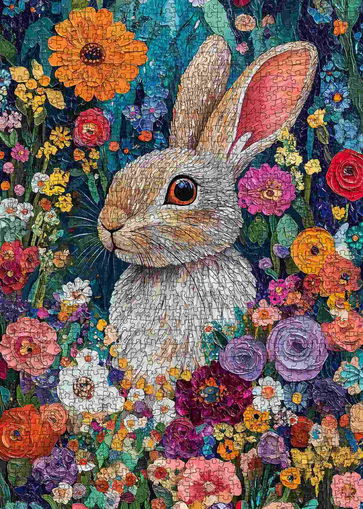 Floral Bunny Bloom Jigsaw Puzzle
