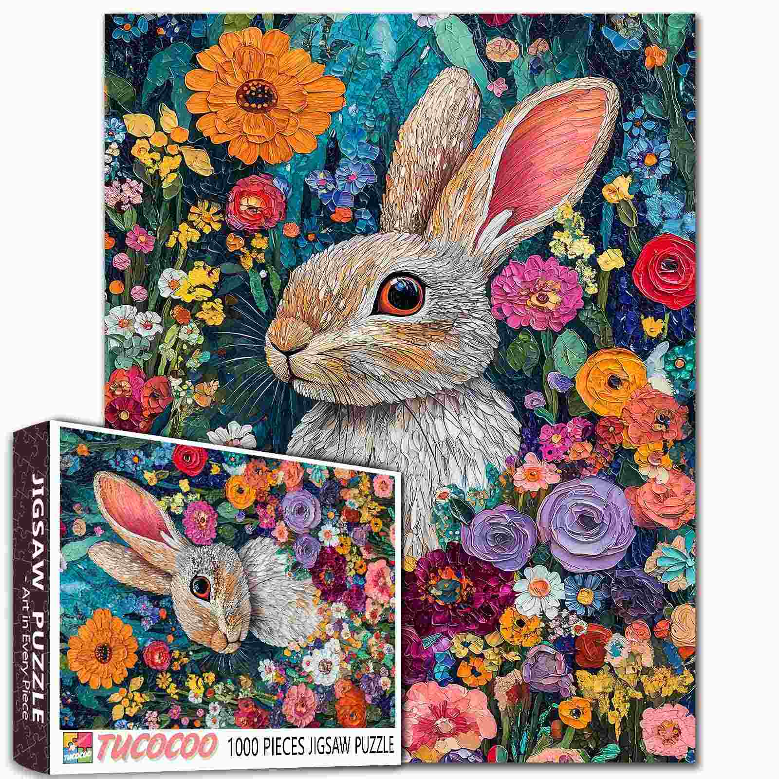 Floral Bunny Bloom Jigsaw Puzzle
