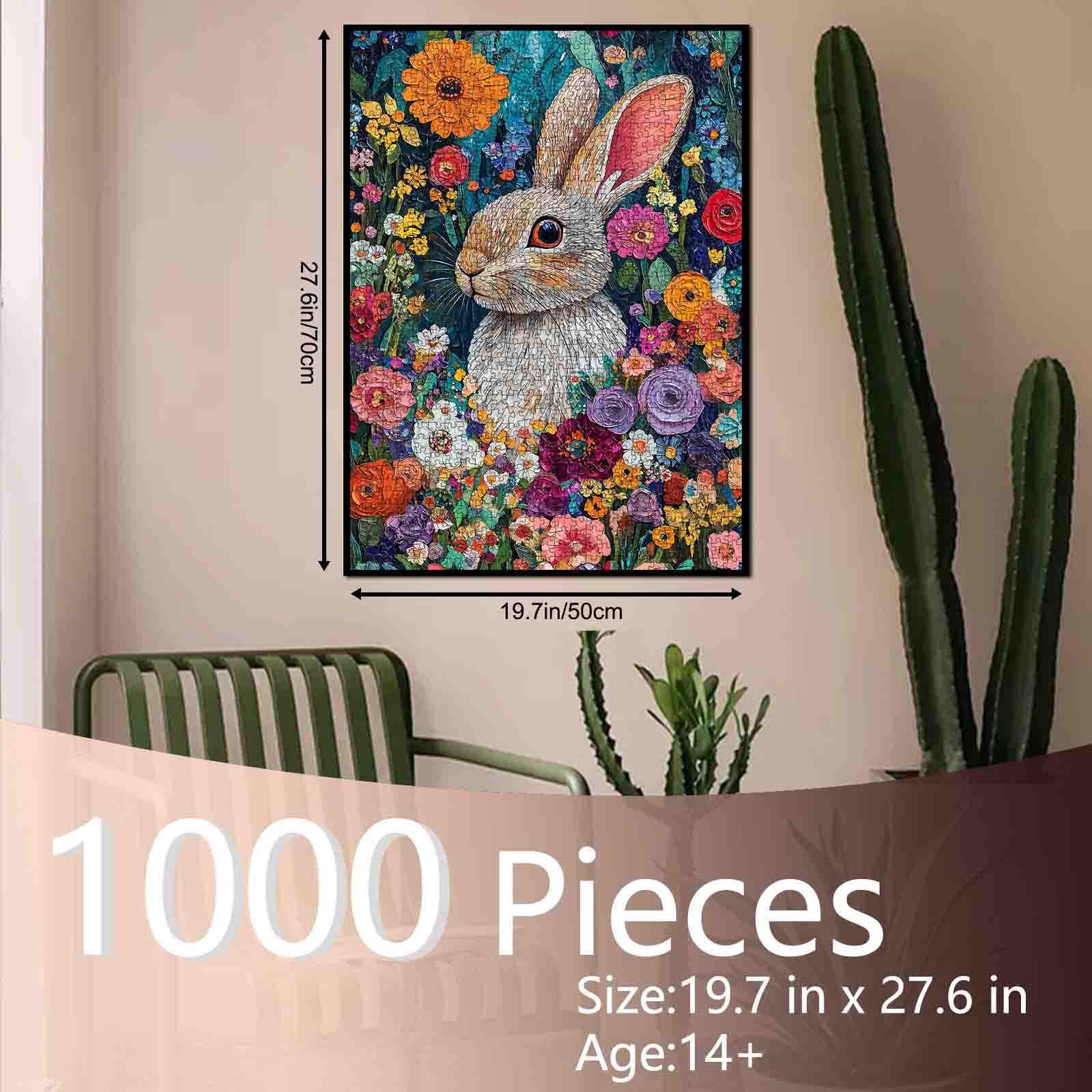 Floral Bunny Bloom Jigsaw Puzzle