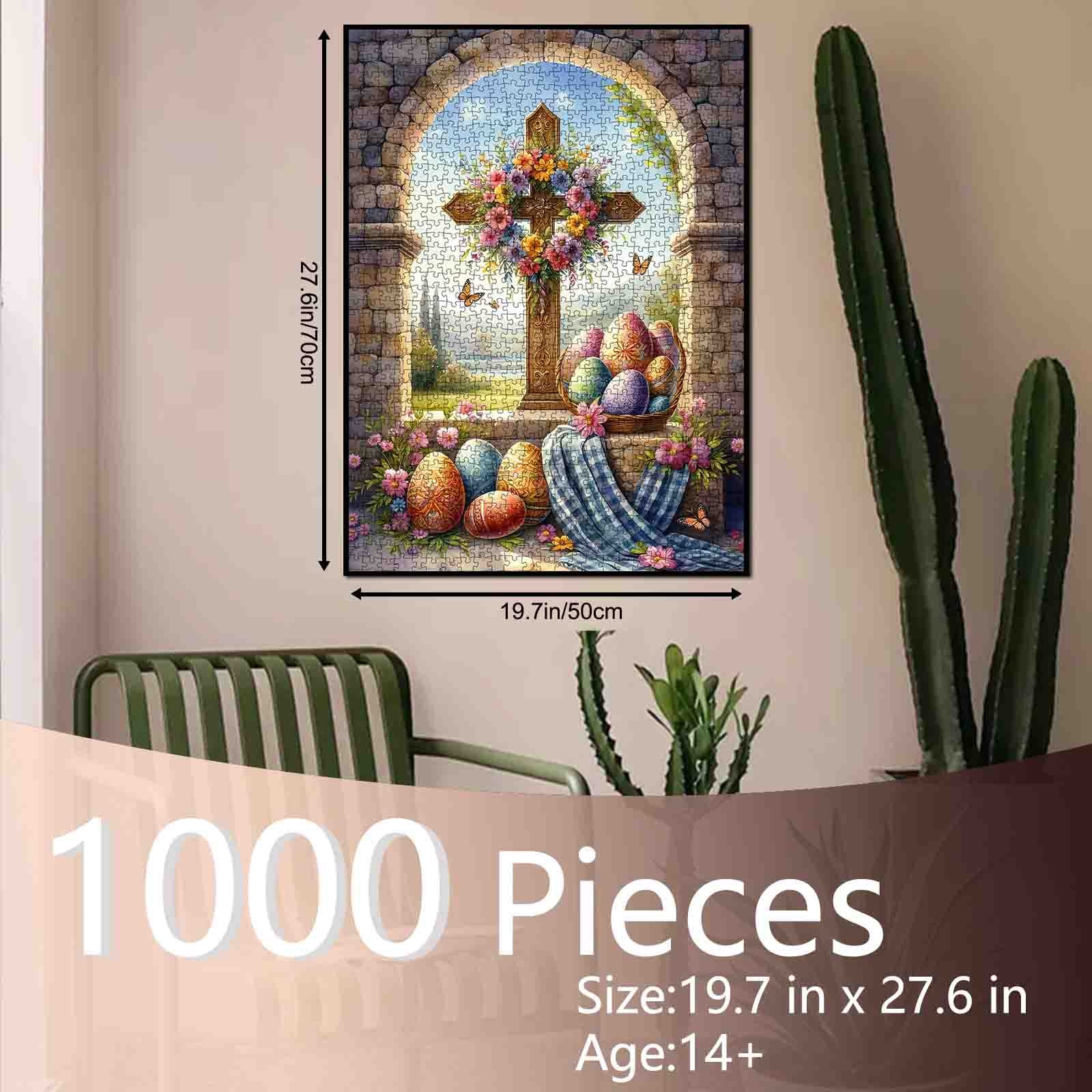Floral Cross Easter Blessing Scene Jigsaw Puzzle