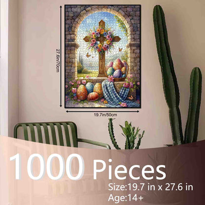 Floral Cross Easter Blessing Scene Jigsaw Puzzle