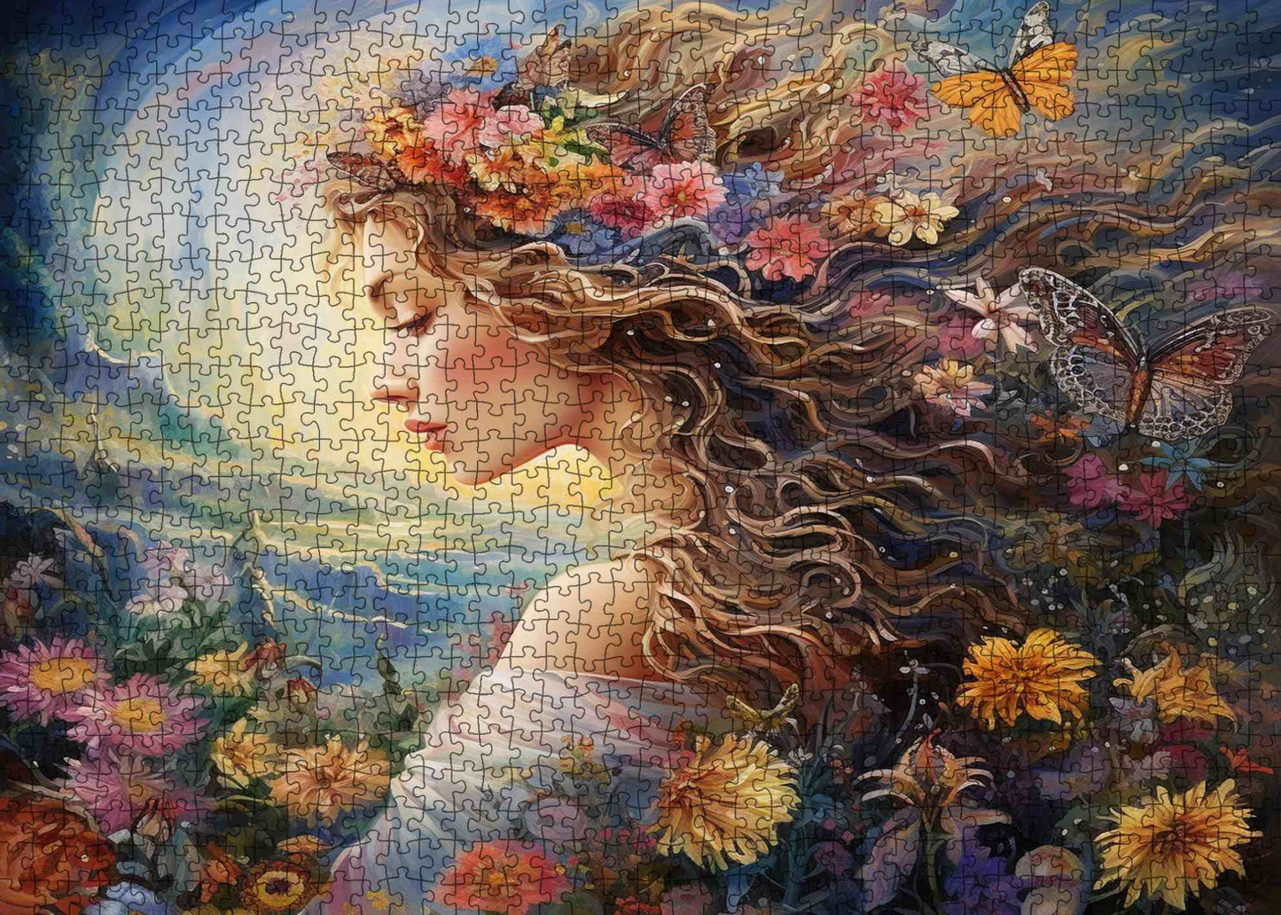 Floral Dream Woman Jigsaw Puzzle
