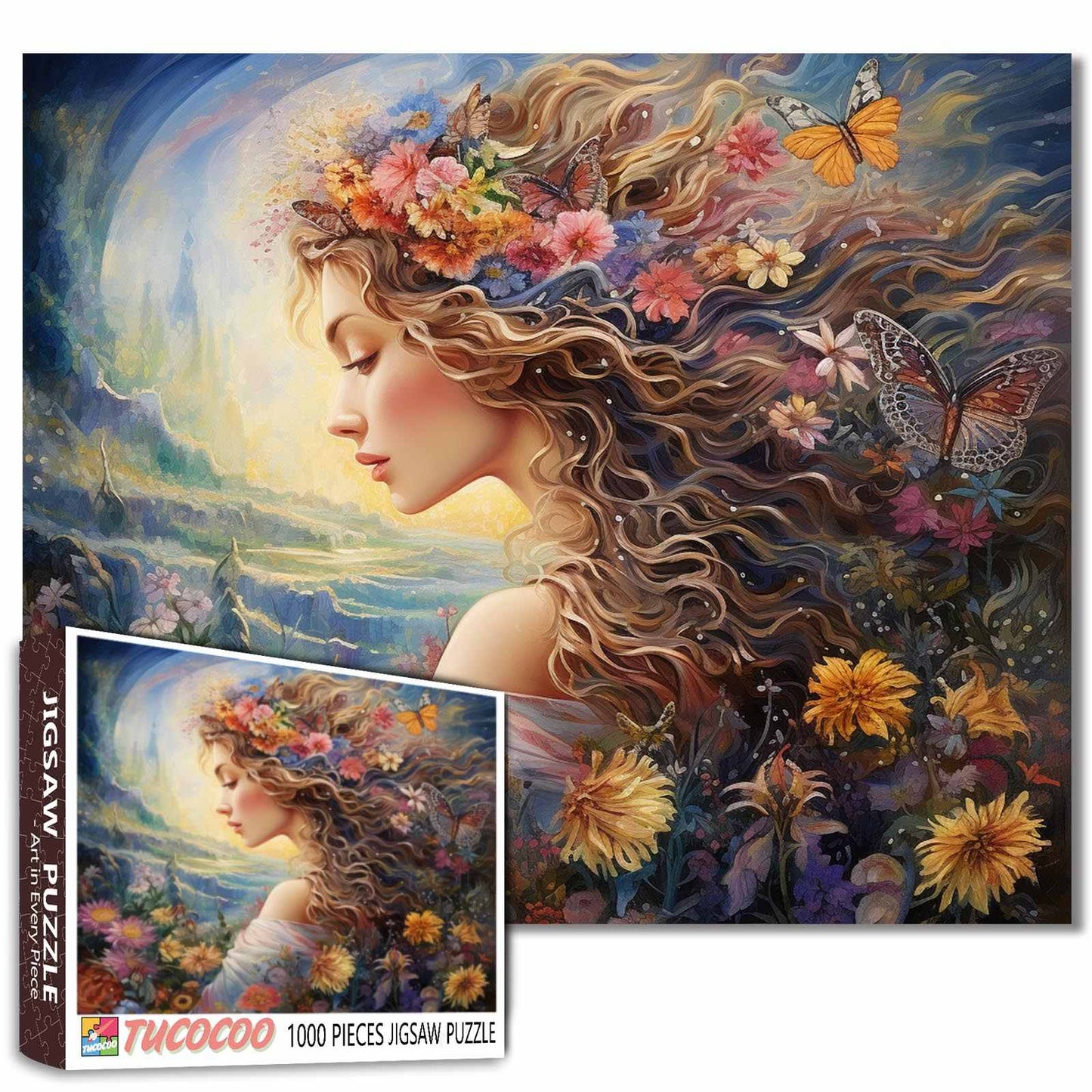 Floral Dream Woman Jigsaw Puzzle
