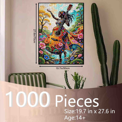 Floral Guitar Goddess Jigsaw Puzzle