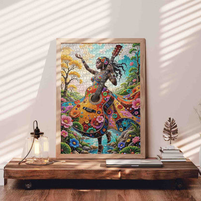 Floral Guitar Goddess Jigsaw Puzzle