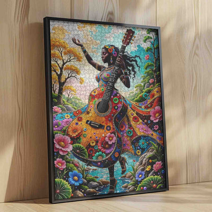 Floral Guitar Goddess Jigsaw Puzzle
