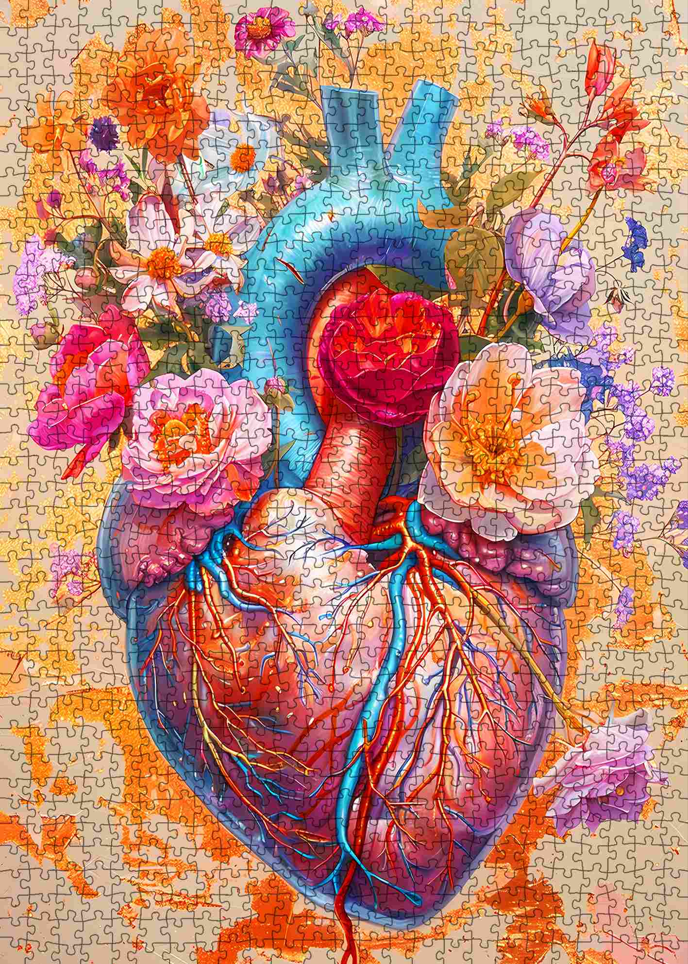 Floral Heart Anatomy Jigsaw Puzzle