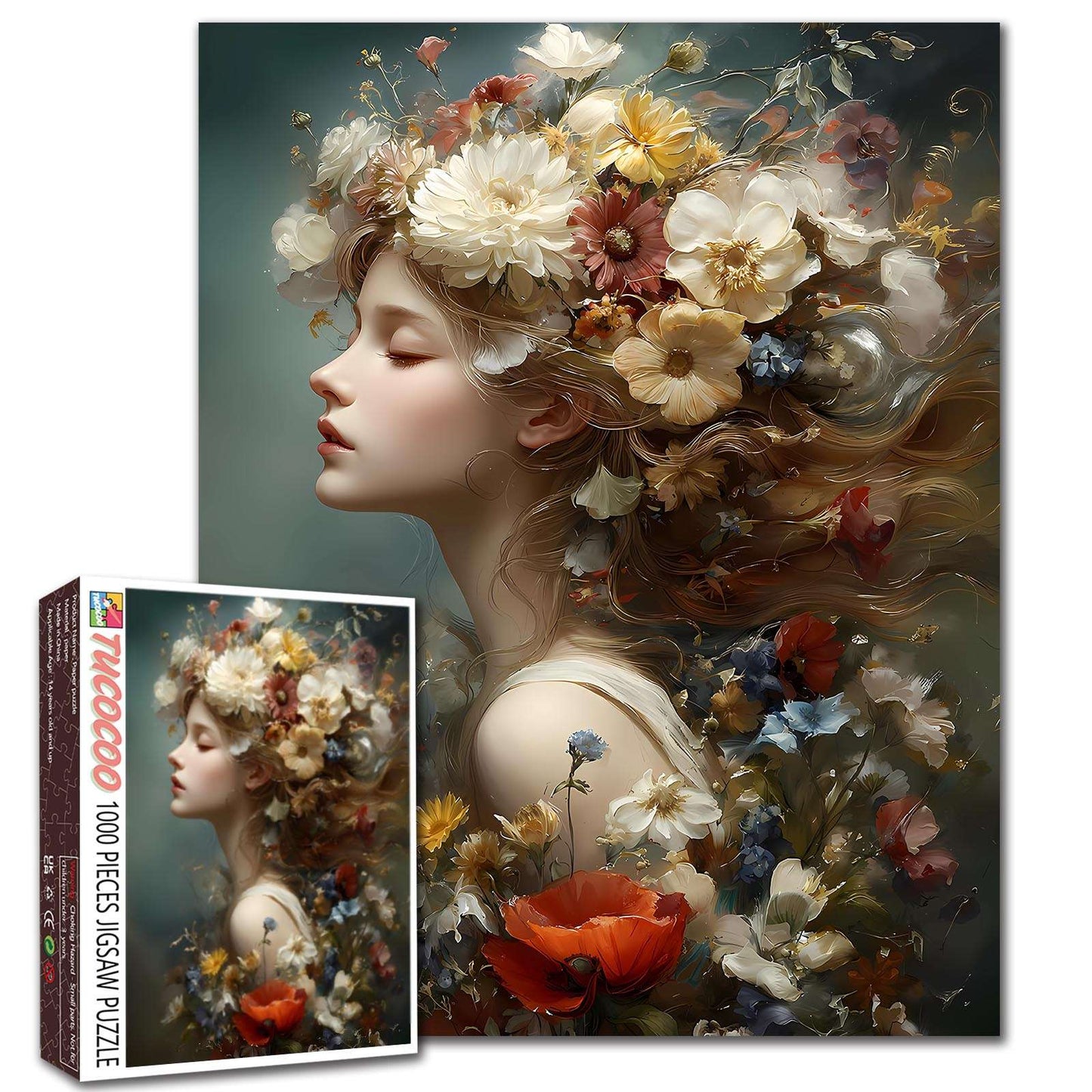 Floral Muse Portrait Fantasy Jigsaw Puzzle