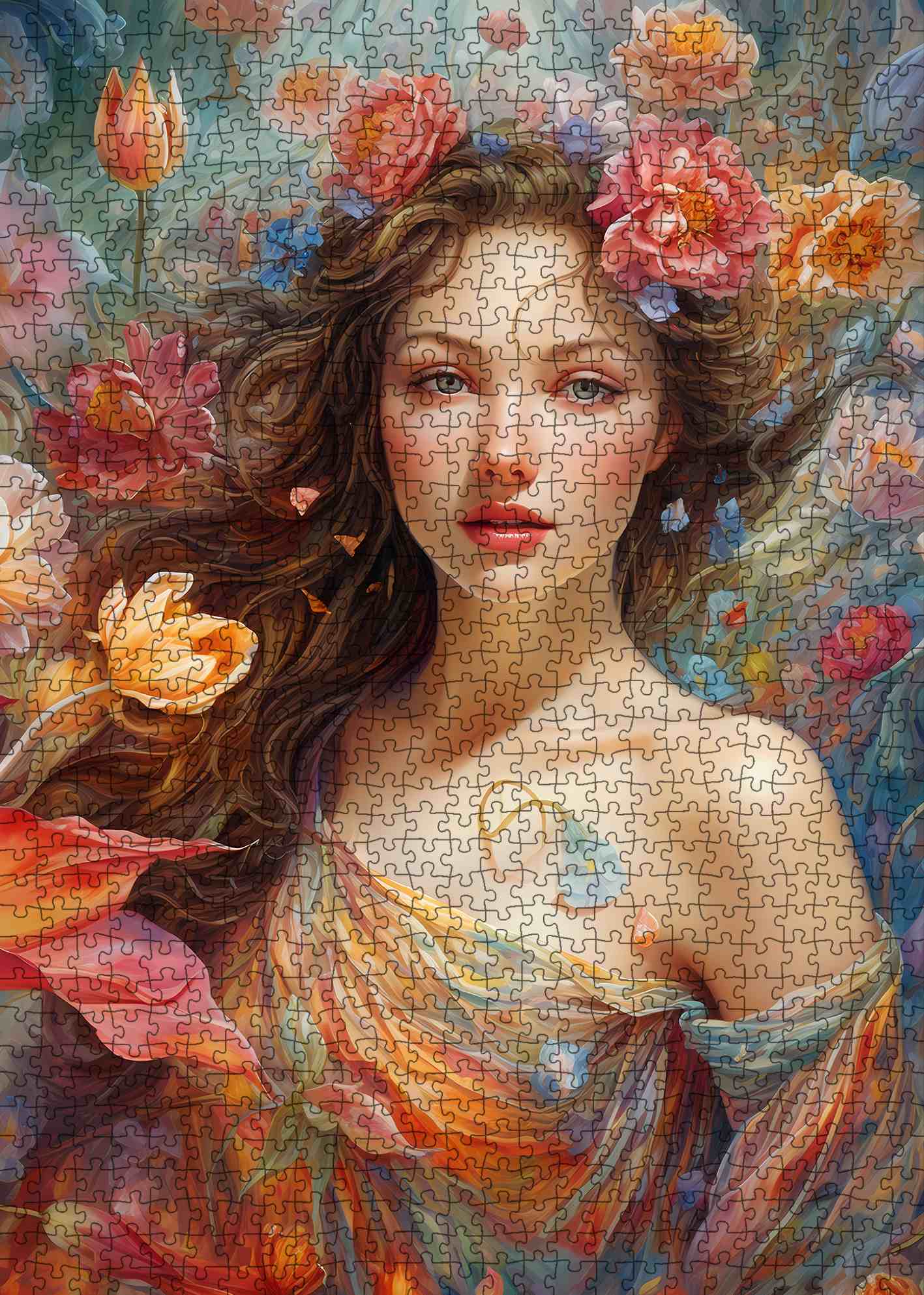 Floral Muse Portrait Jigsaw Puzzle
