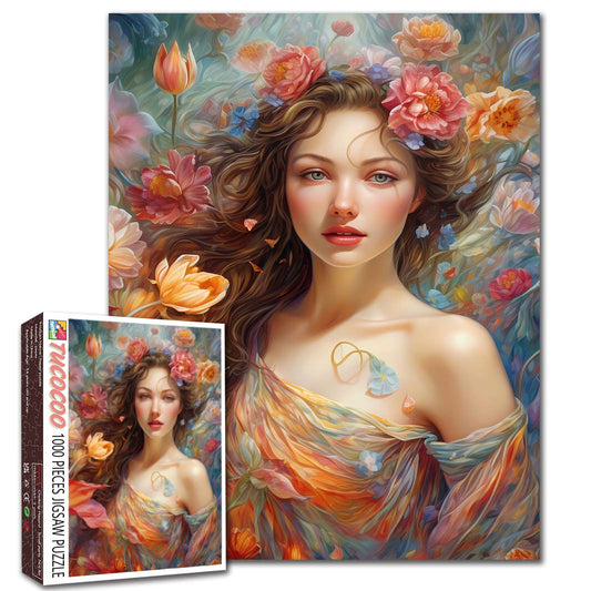 Floral Muse Portrait Jigsaw Puzzle