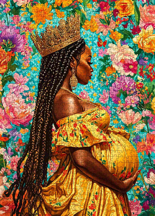 Floral Queen Mother Portrait Jigsaw Puzzle
