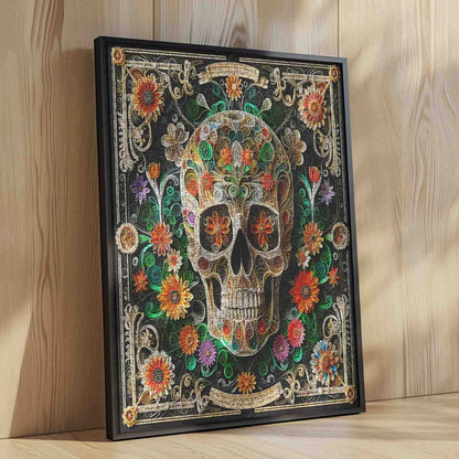 Floral Scroll Skull Jigsaw Puzzle