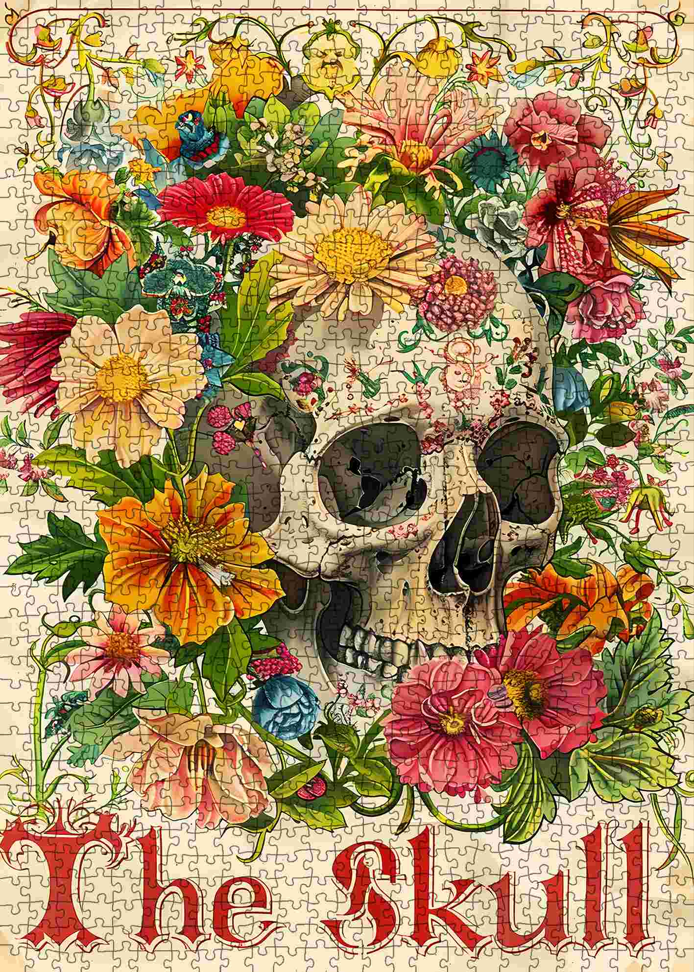 Floral Skull Vintage Style Jigsaw Puzzle