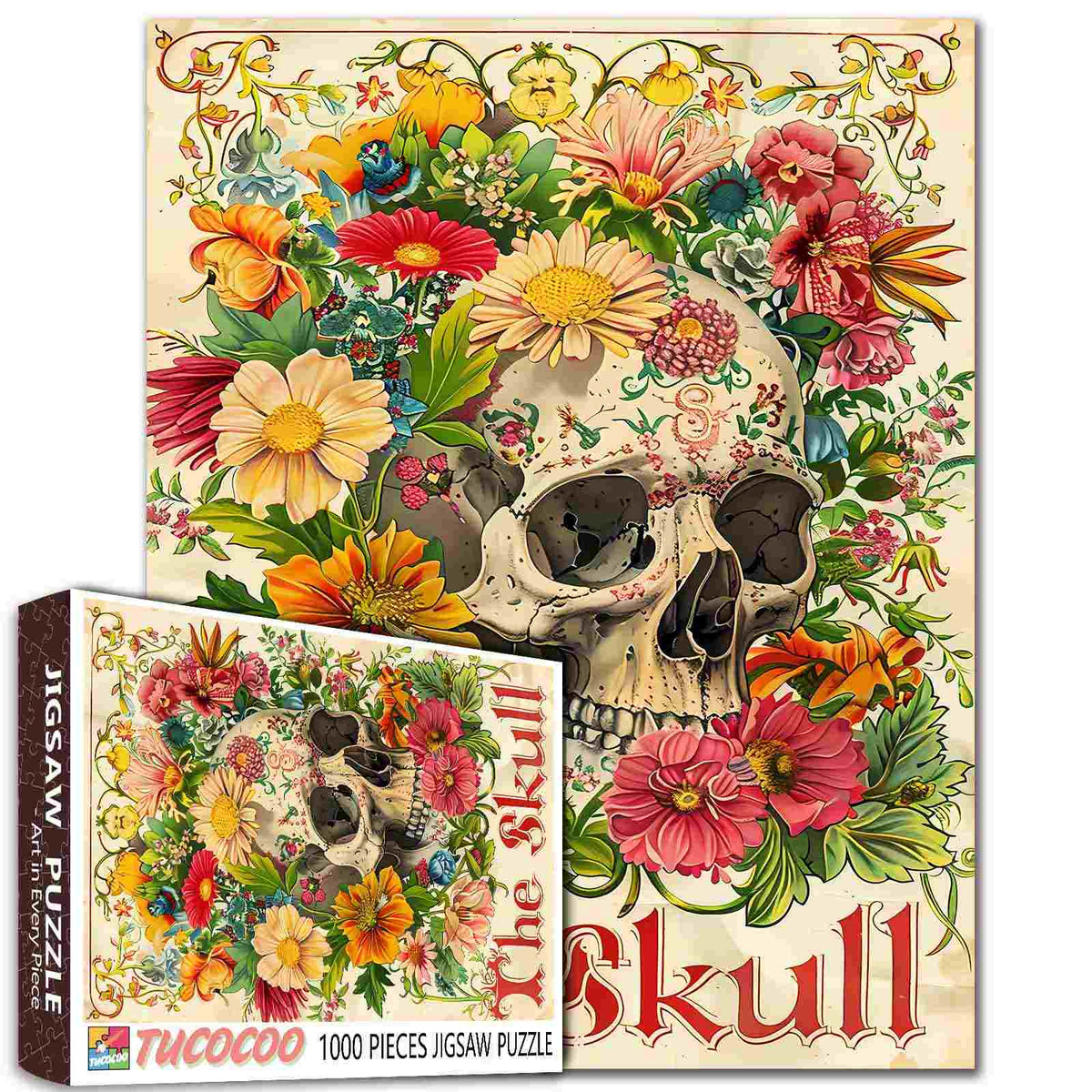 Floral Skull Vintage Style Jigsaw Puzzle – Tucocoo