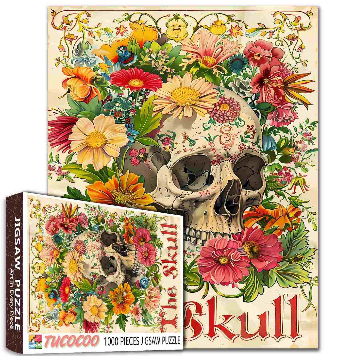 Floral Skull Vintage Style Jigsaw Puzzle