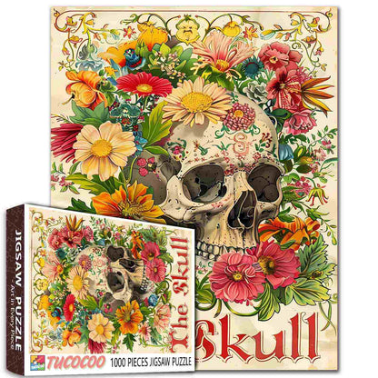 Floral Skull Vintage Style Jigsaw Puzzle