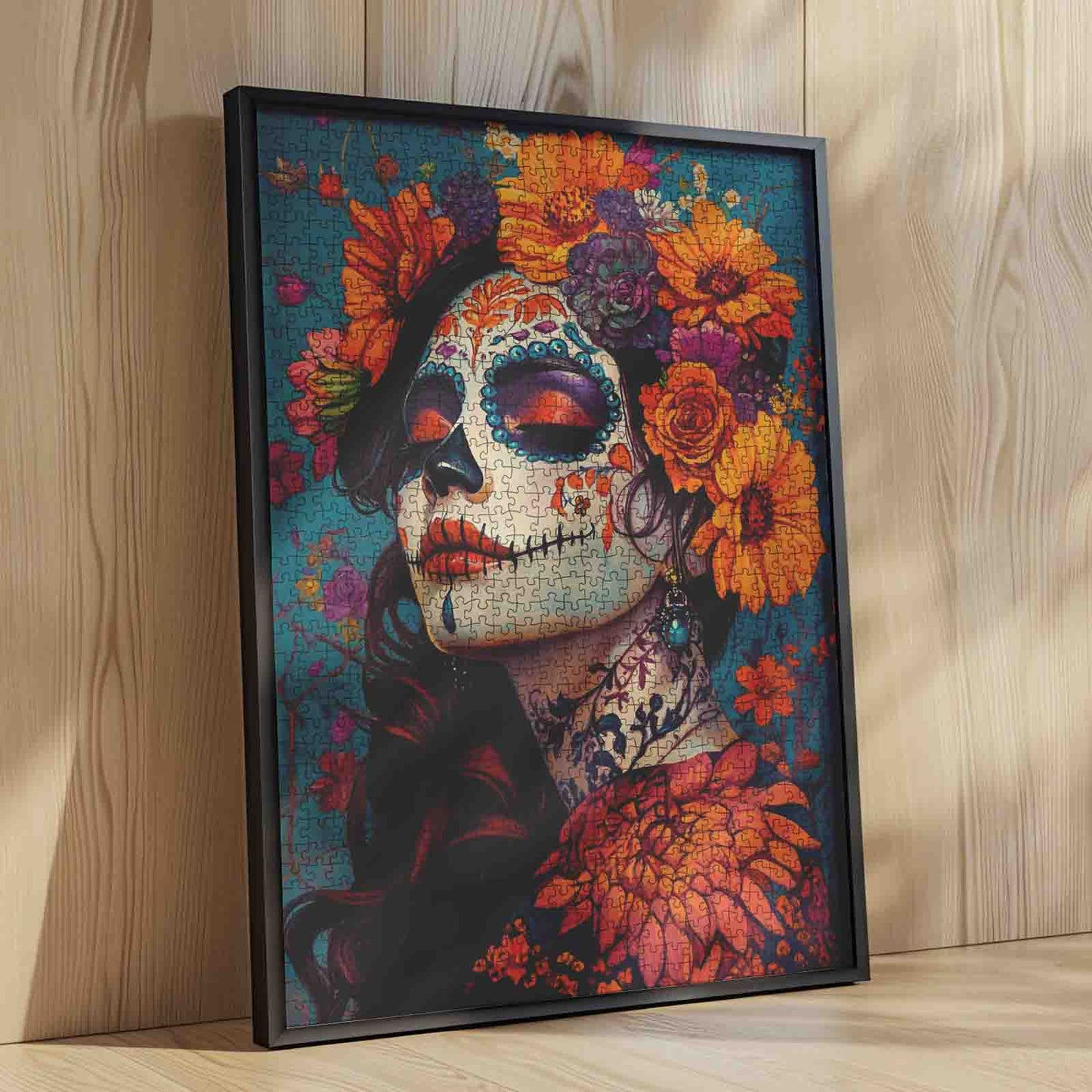 Floral Sugar Skull Woman Day of the Dead Jigsaw Puzzle