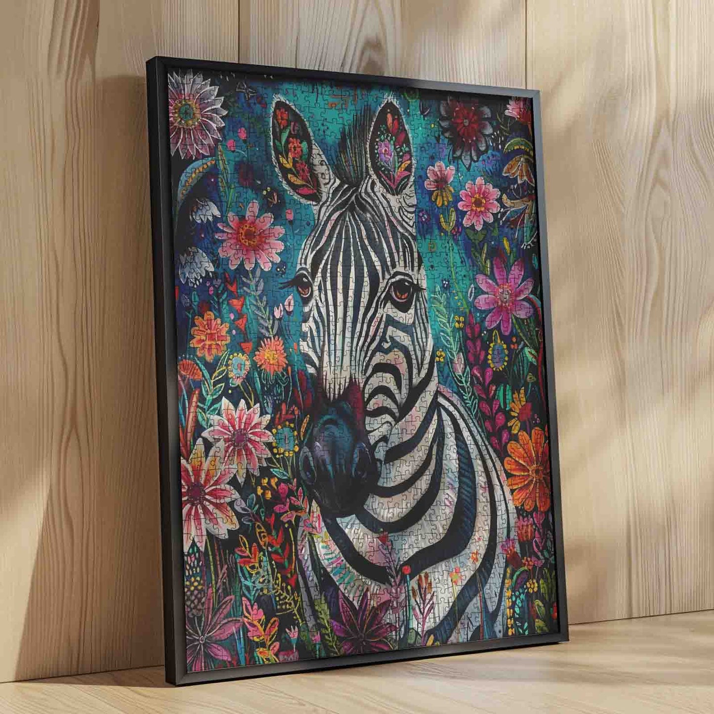 Floral Zebra Portrait Jigsaw Puzzle