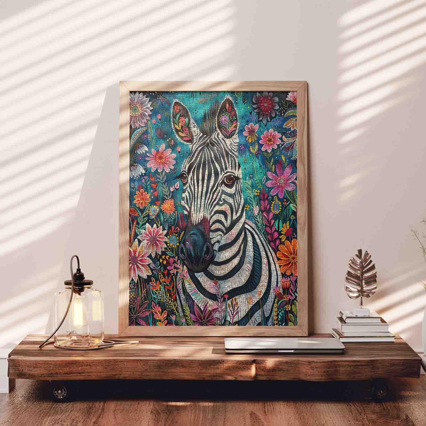 Floral Zebra Portrait Jigsaw Puzzle