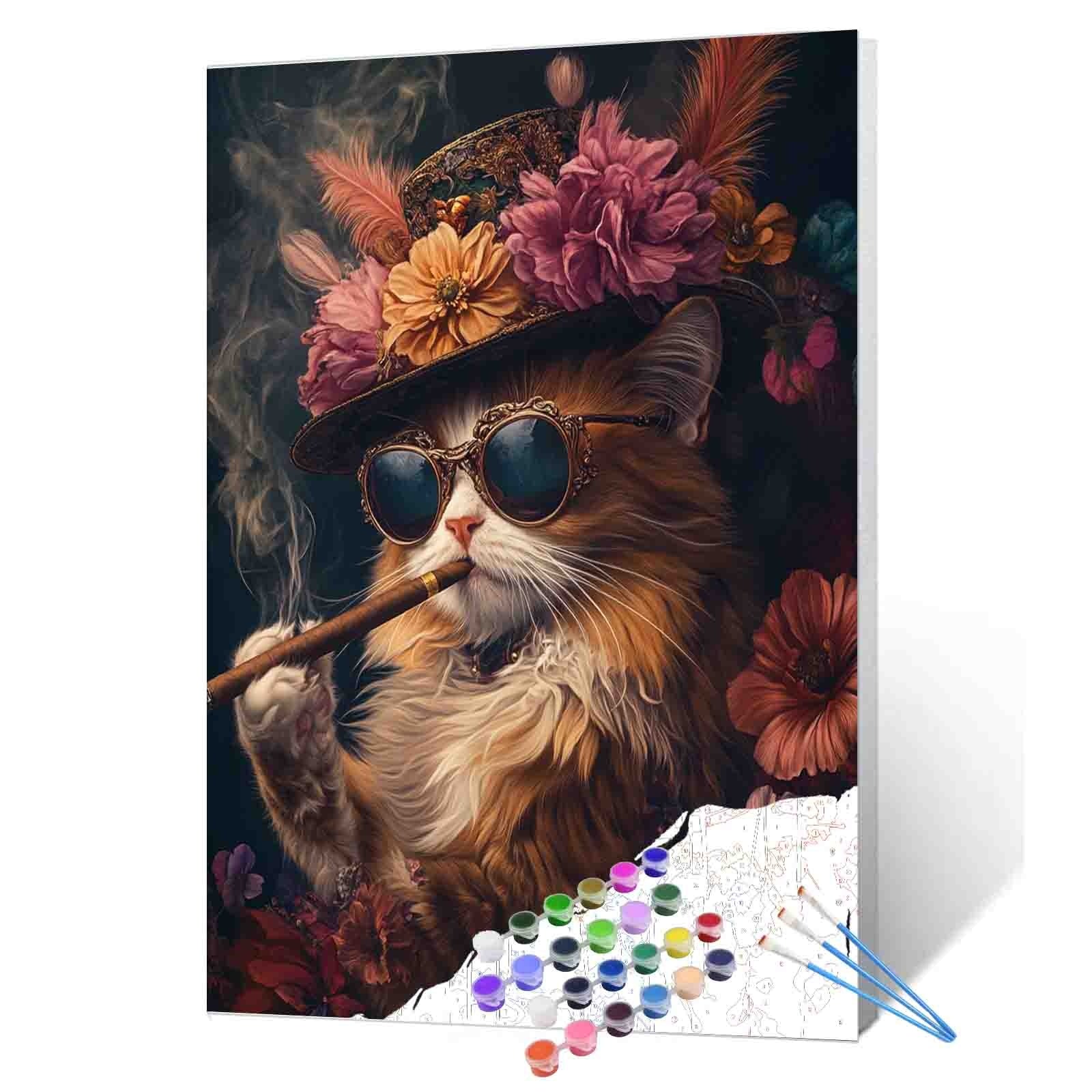 Floral Aristocat Portrait Paint by Numbers