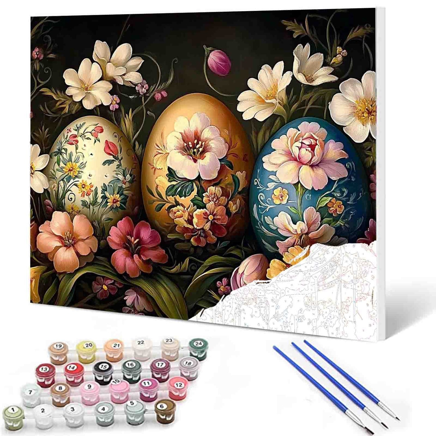 Floral Easter Eggs Still Life Paint by Numbers