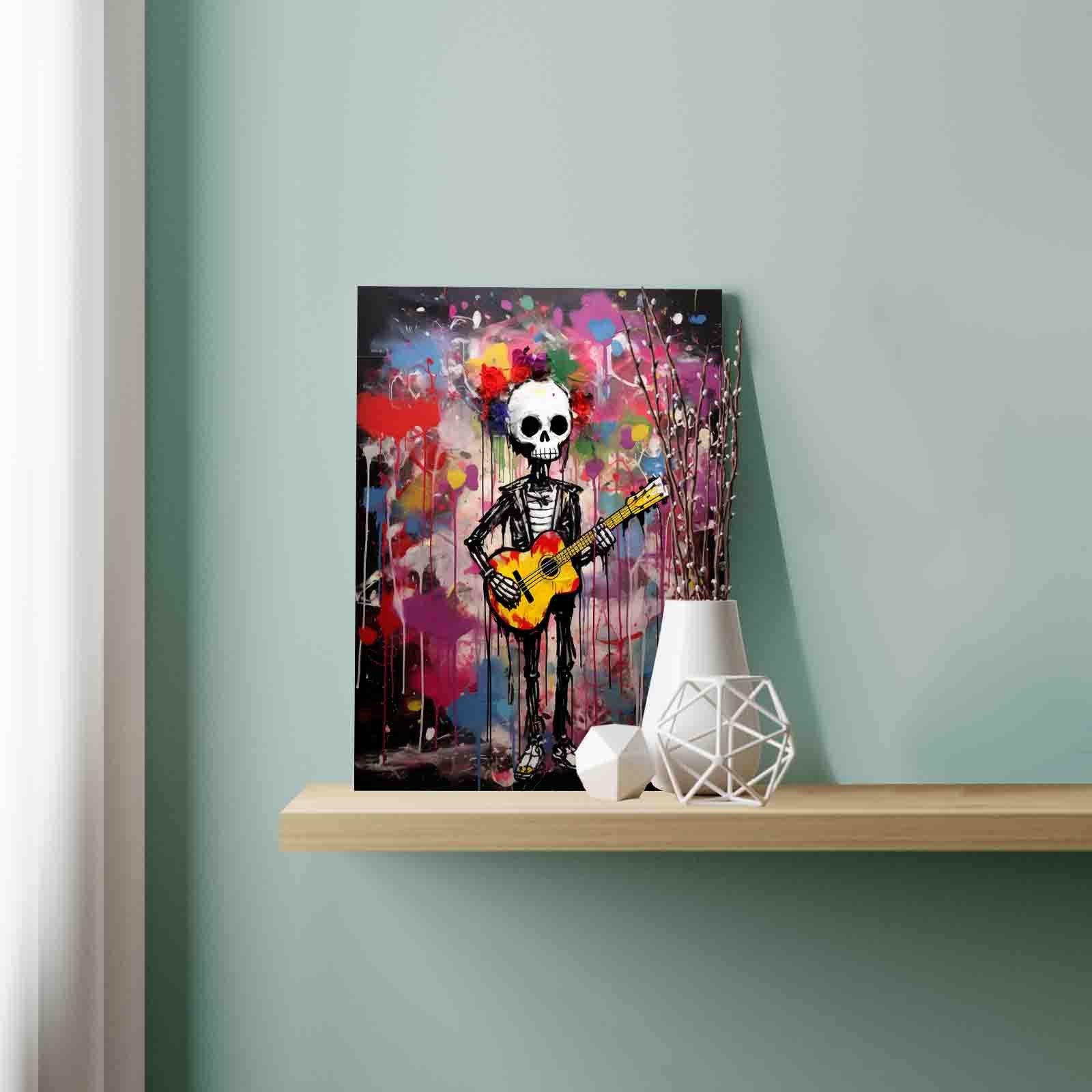 Floral Skull Guitarist paint by numbers