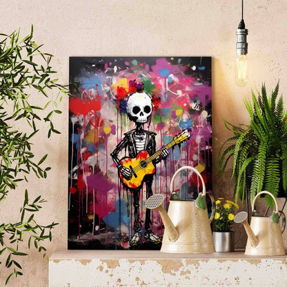 Floral Skull Guitarist paint by numbers
