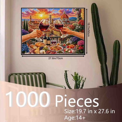 Florence Sunset Wine Toast Jigsaw Puzzle